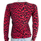 Neiman Marcus Red 100% Cashmere Leopard Print Sweater Size S