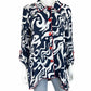 Ali Miles NWT Navy Swirl Printed Blouse Size M