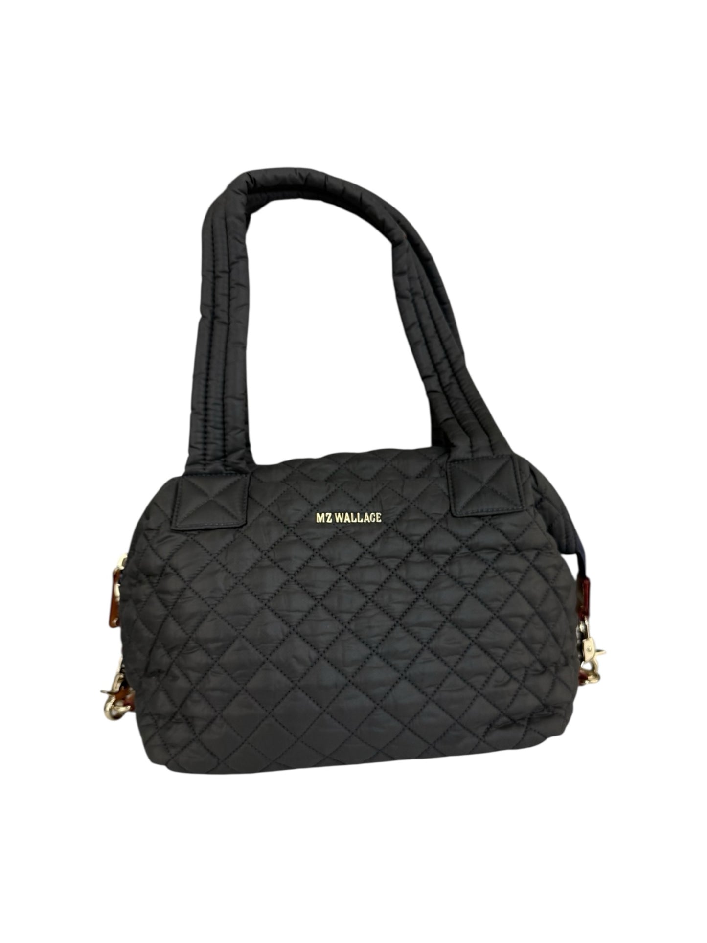 MZ WALLACE Gray Quilted Medium Sutton Deluxe Designer Handbag