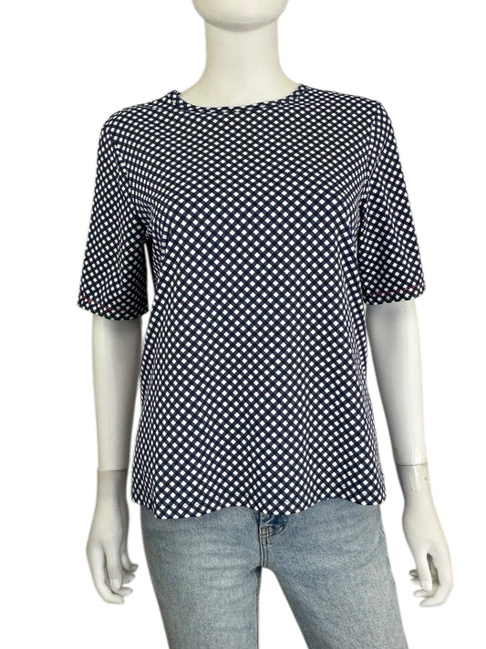 J. McLaughlin Blue And White Checkered Blouse Size M