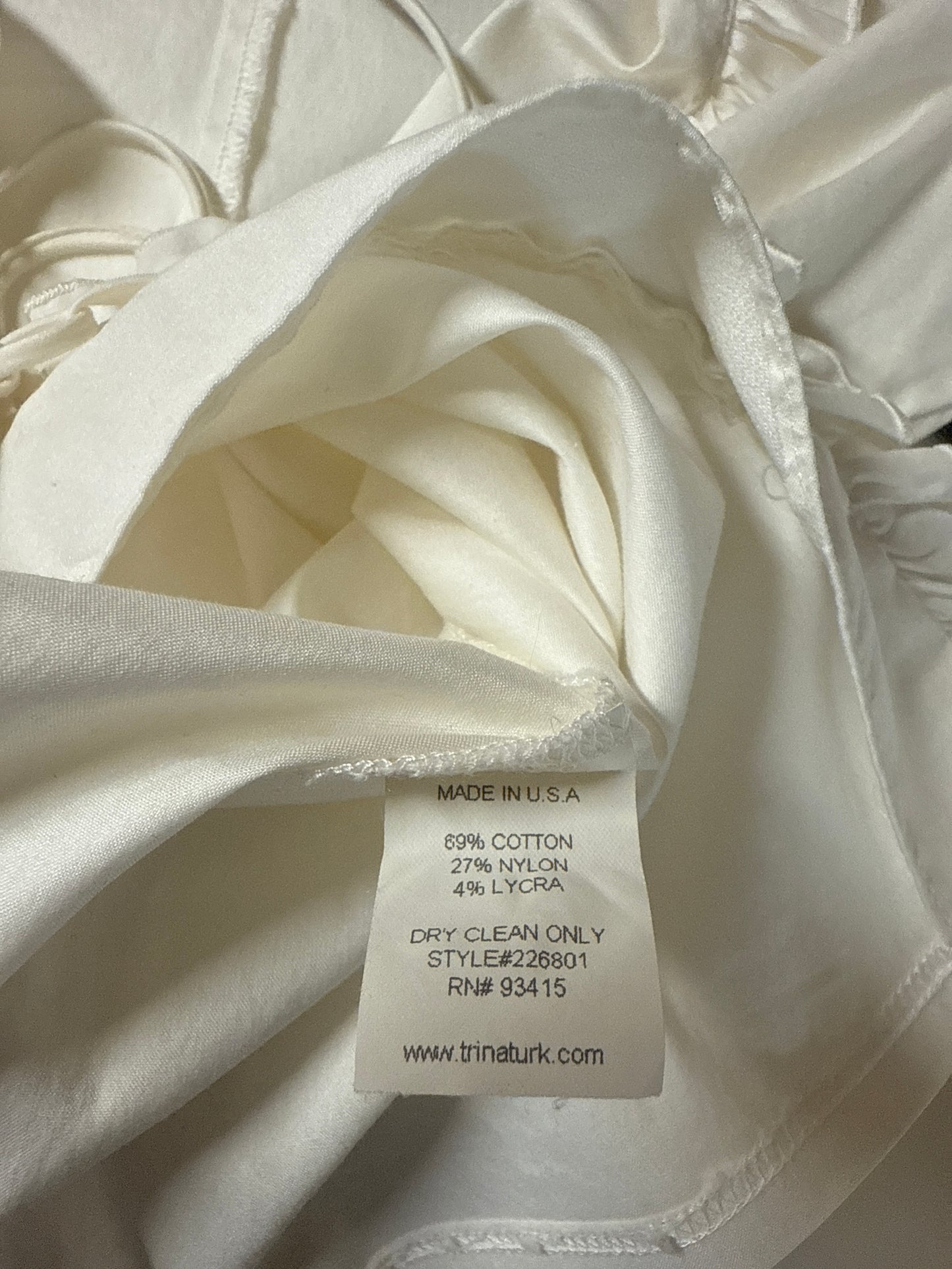 TRINA TURK White Ruffle Trim Top Size S