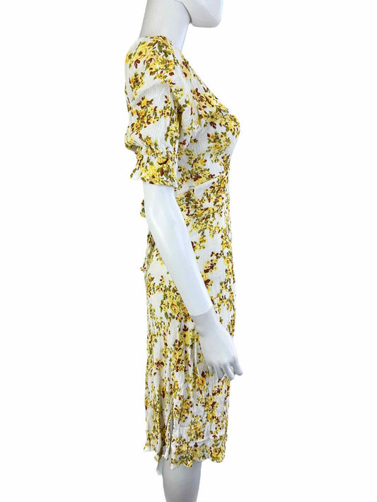 FAITHFULL THE BRAND Yellow Floral Puff Sleeve Dress Size XS