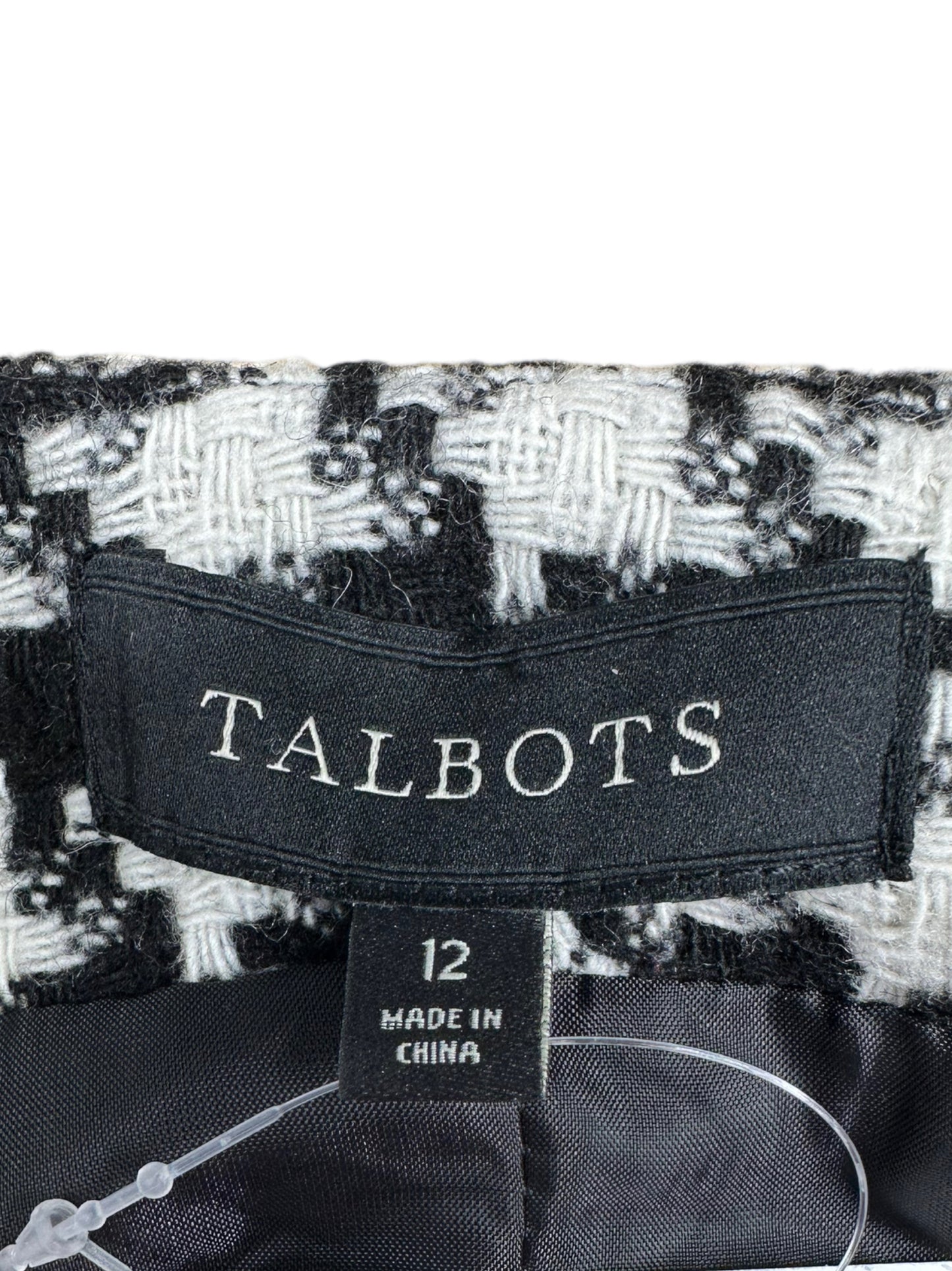 Talbots Black Wool Blend Houndstooth Jacket Size 12