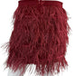 GIANNI BINI Dark Red Feather Mini Skirt Size S