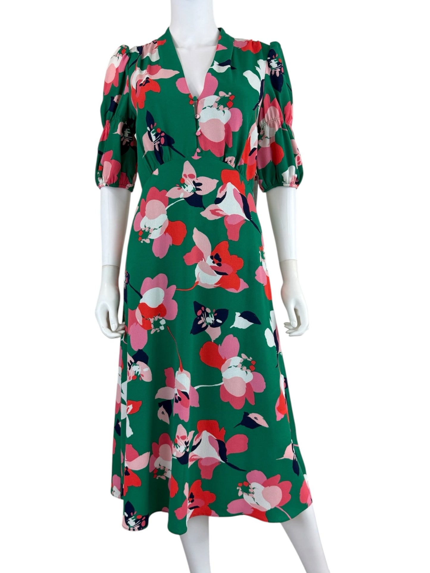 VINCE CAMUTO NWT Green Floral Pebble Crepe Mini Dress Size 6