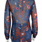 cabi Navy Paisley Button-Down Shirt Size XS