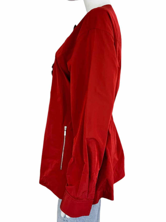 LAFAYETTE 148 Red Ruffle Zip Jacket NEW YORK Size L