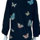 Johnny Was Black Butterfly Knit Top Size M
