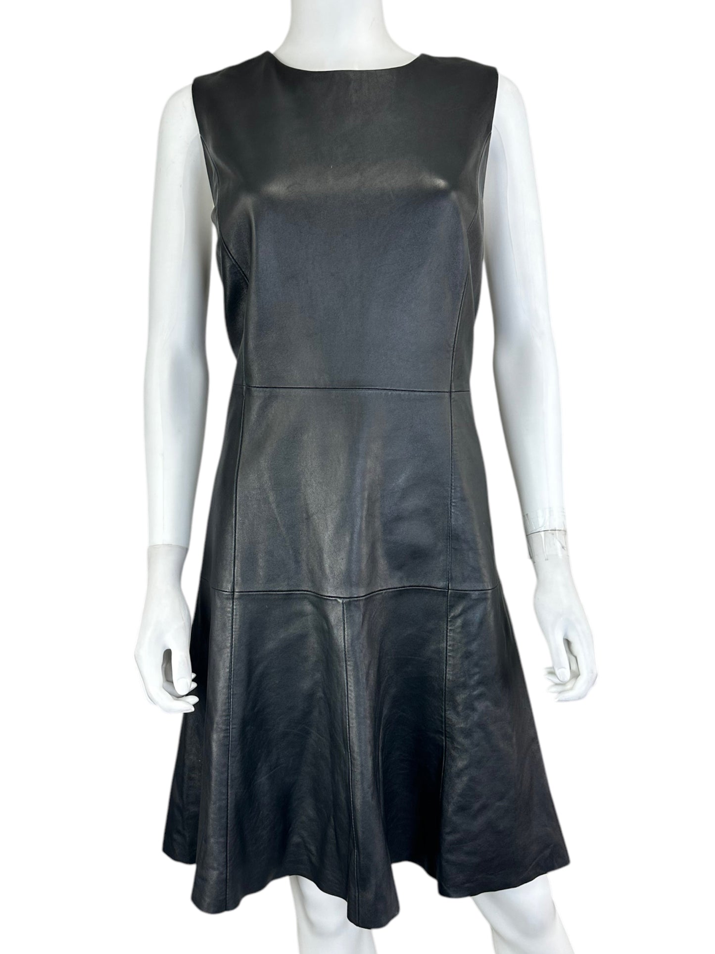 ANTONIO MELANI Black Leather Workwear Dress Size 14