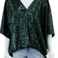 TRINA TURK Green Sequin Blouse Size XL