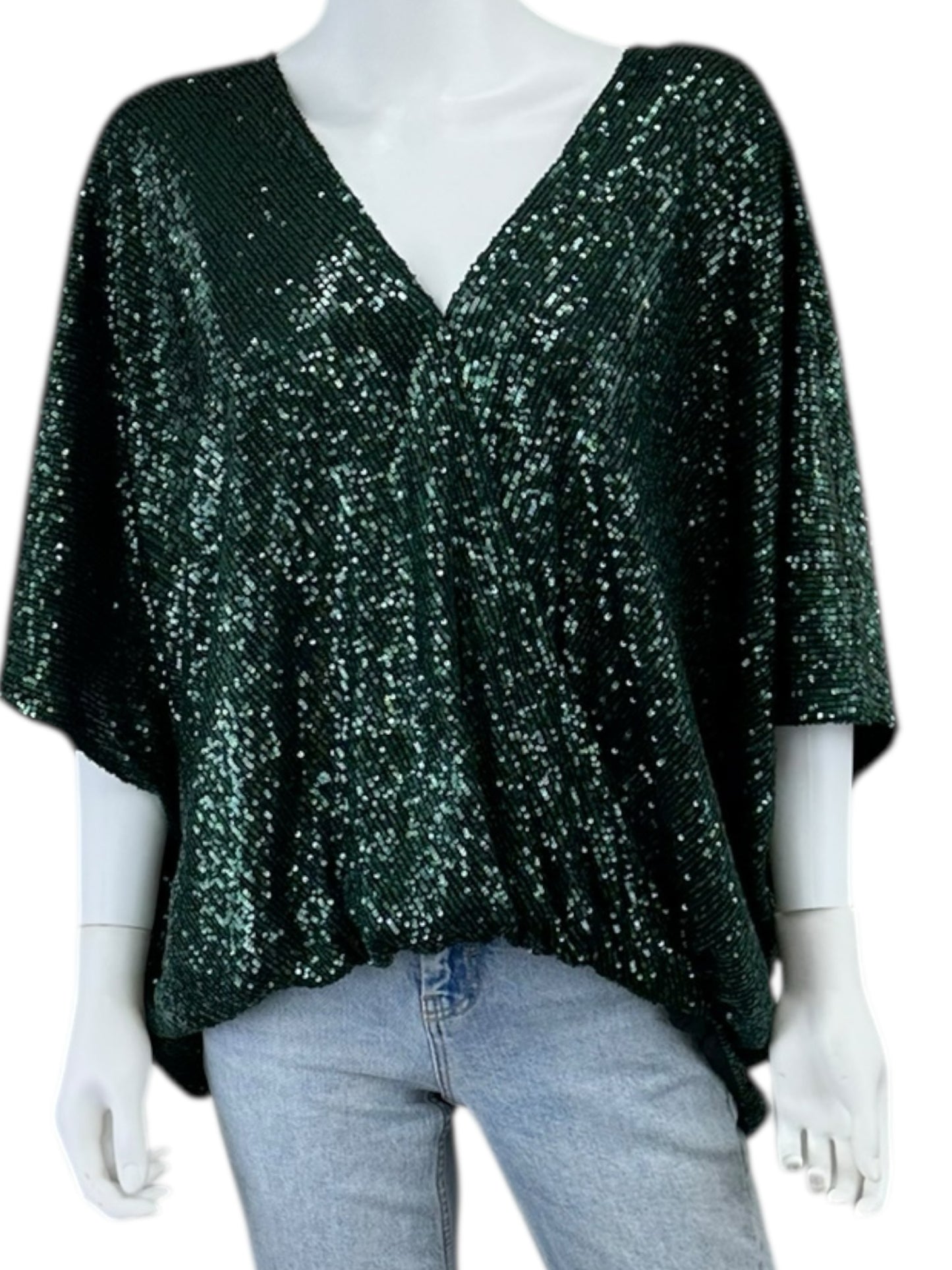 TRINA TURK Green Sequin Blouse Size XL