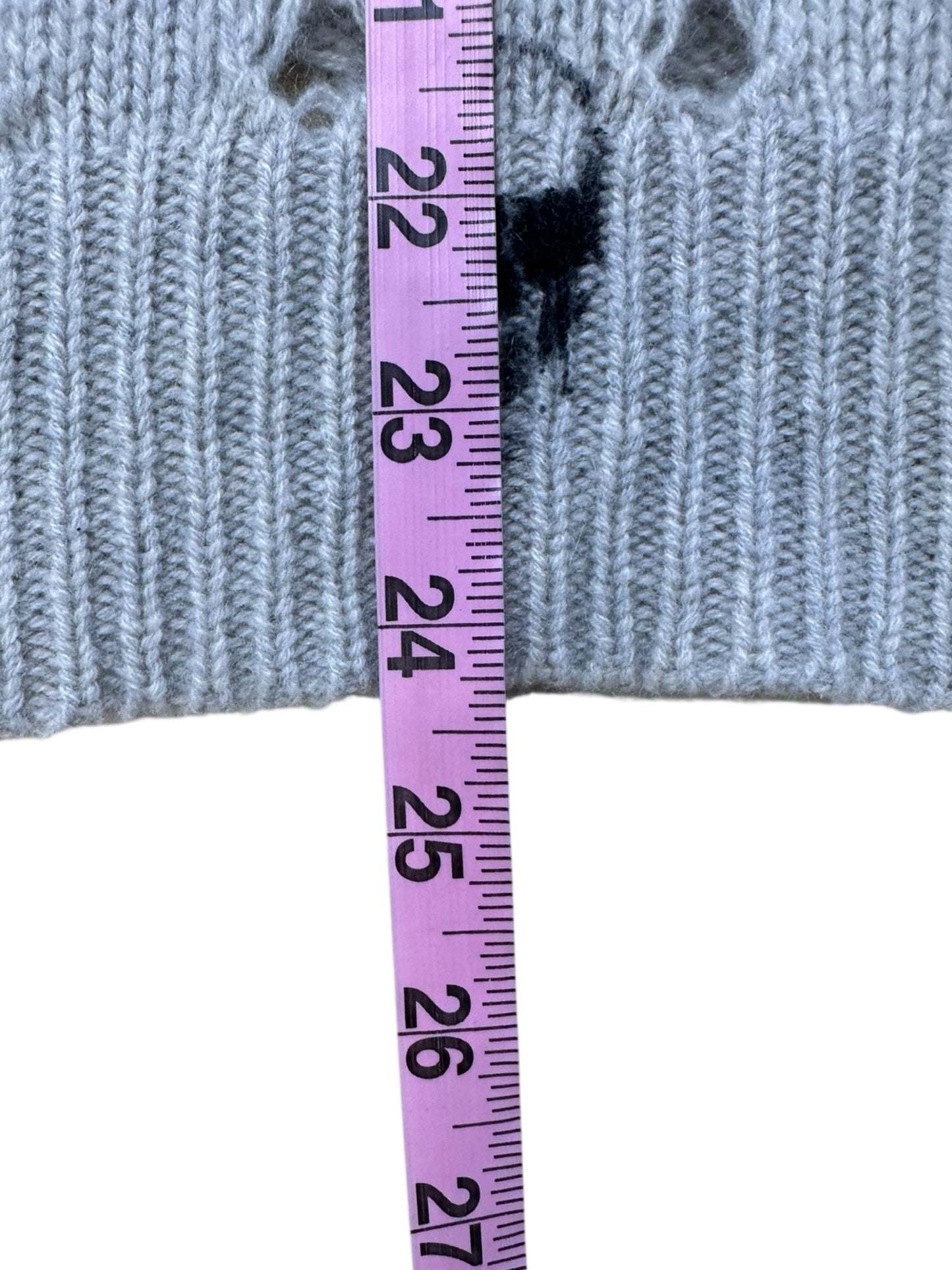 SKULL CASHMERE Gray Distressed 100% Cashmere Skull Sweater Size S