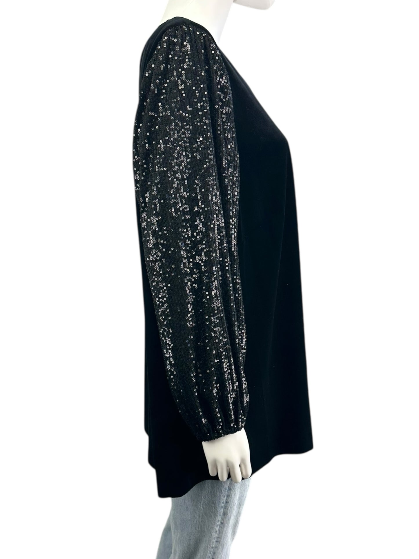 ALEX EVENINGS NWT Black Velvet Sequined Blouse Size 2X