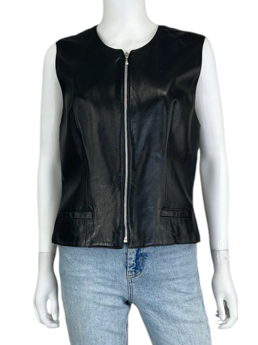Brisa Black Genuine Leather Vest Size 14