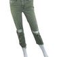 PAIGE Green Distressed Hoxton Slim Crop Jeans Size 27