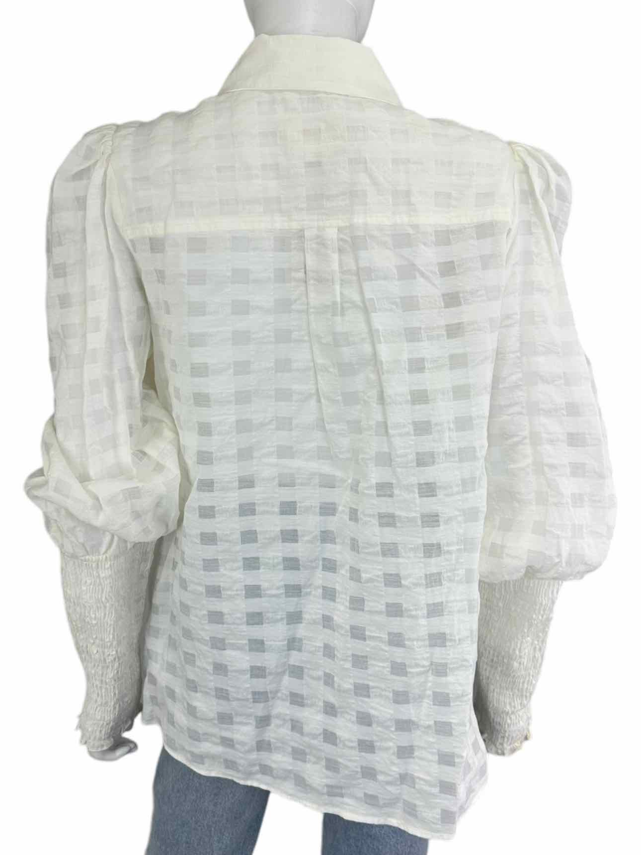 maeve Sheer Cream Plaid Button-Down Size L