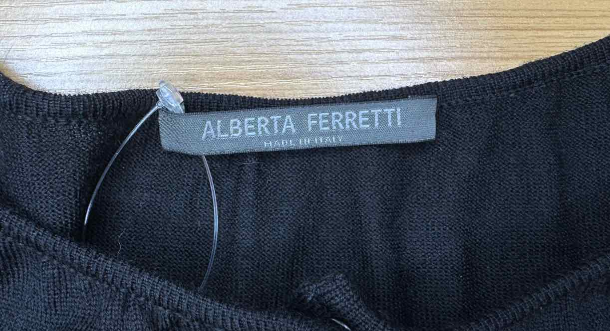 Alberta Ferretti Black Wool Sweater Cardigan Size 8