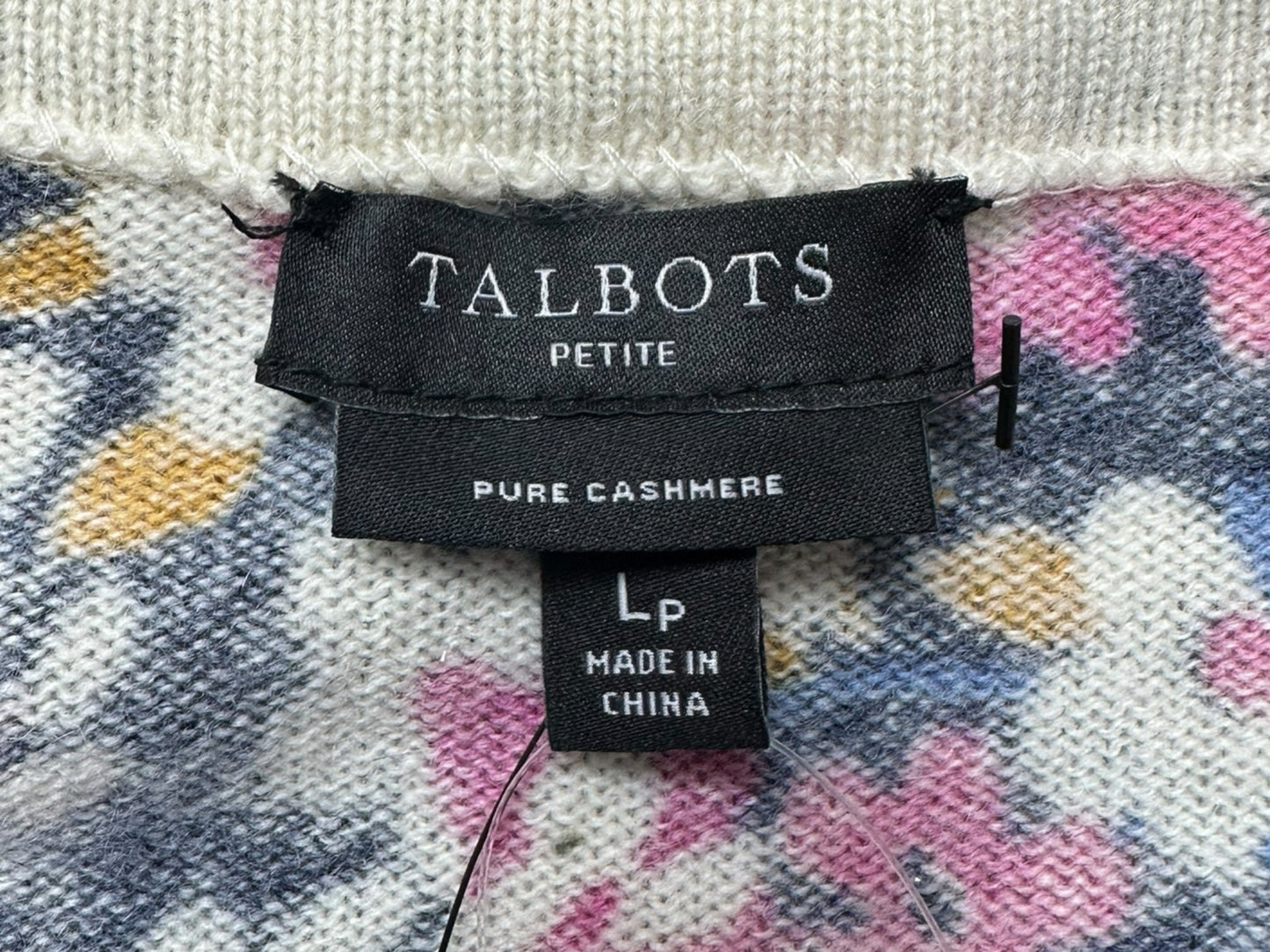 Talbots NWT Navy Floral Pure Cashmere Sweater Size LP