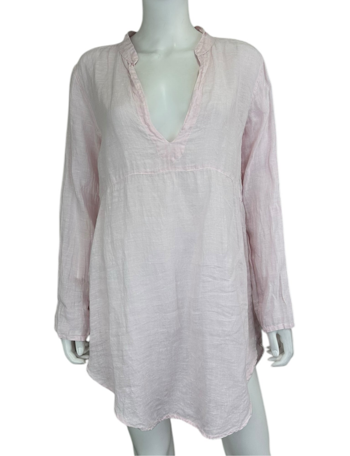 cp shade Light Pink Linen Long Sleeve Shirt Dress Size XS