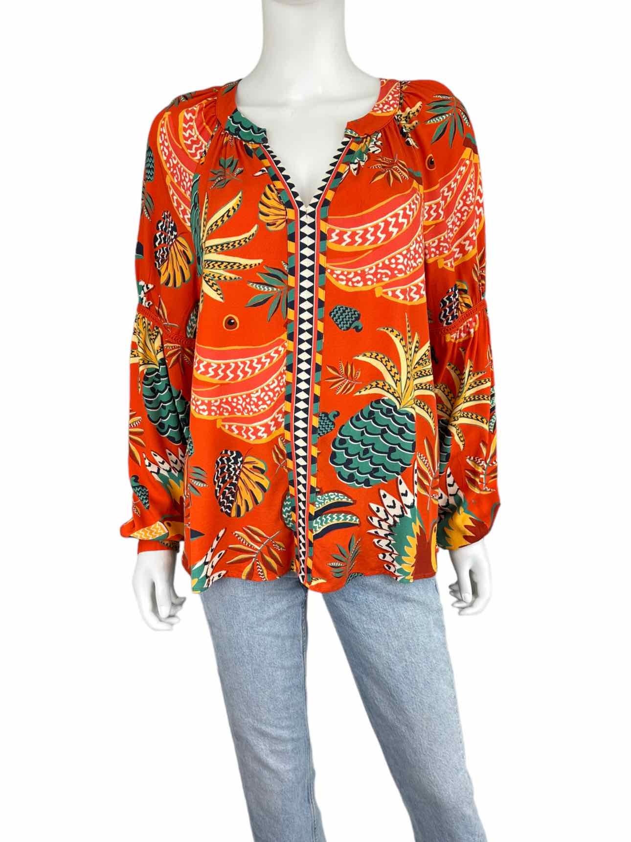 Farm Rio x Anthropologie Tropical Print Blouse Size S