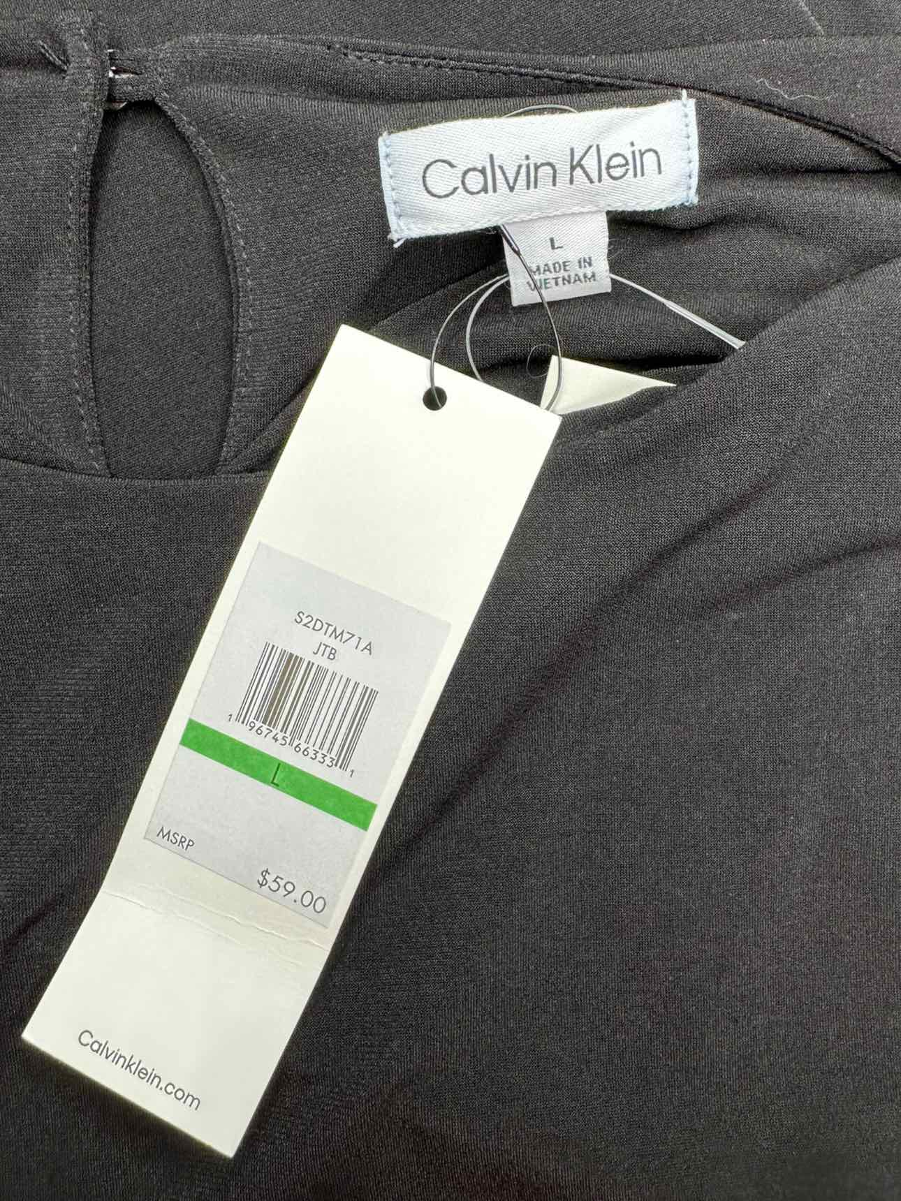 Calvin Klein NWT Black Puff Sleeve Blouse Size L