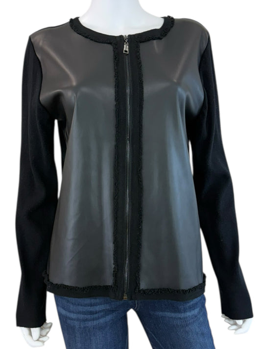 Sioni NWT Black Knit Faux Leather Jacket Size M