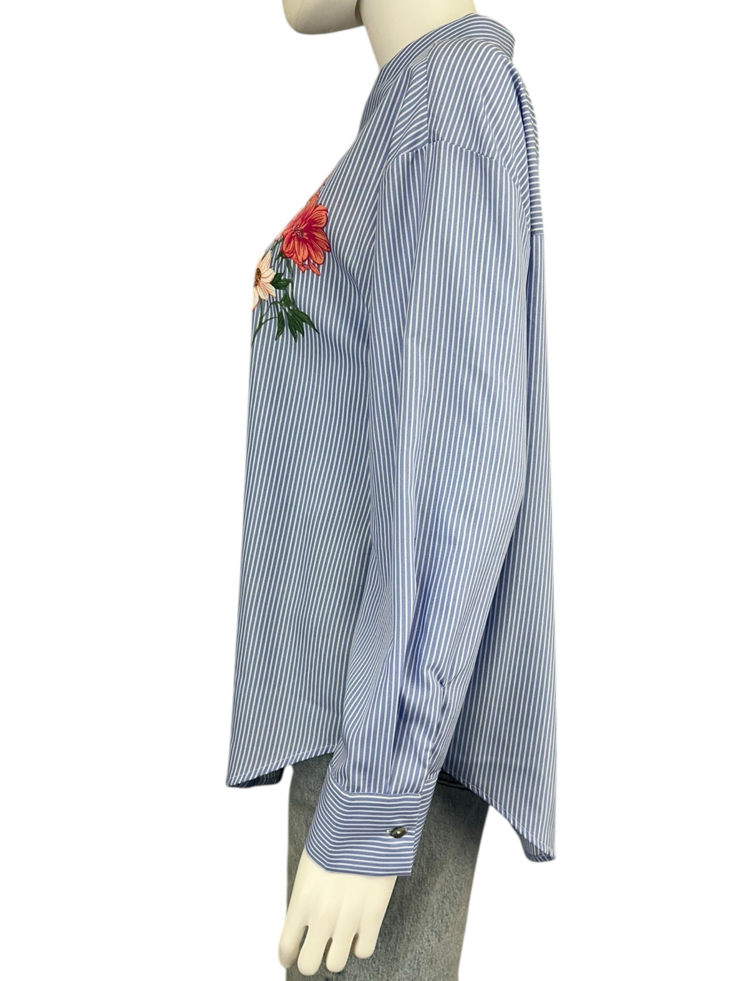 joie NWT Blue Striped Floral Button-down Shirt Size M