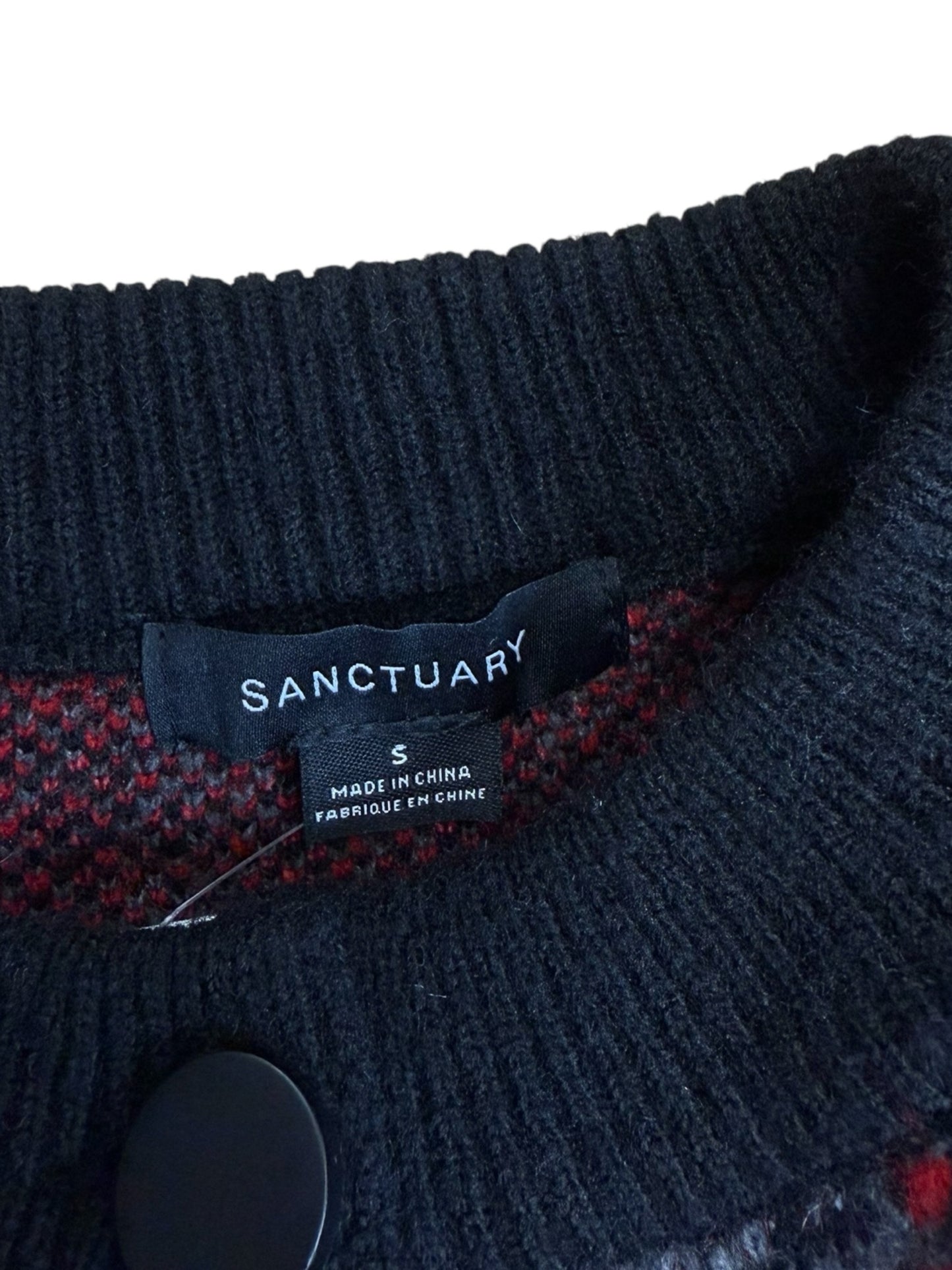 SANCTUARY NWT Black Plaid Knit Jacket Size S