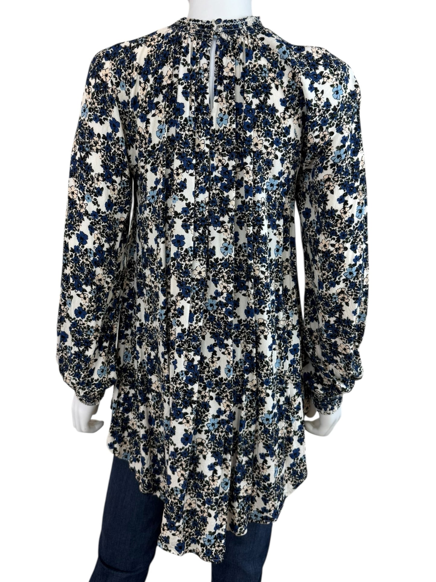 Free People Blue Floral Flowers in her Hair Tunic Size S