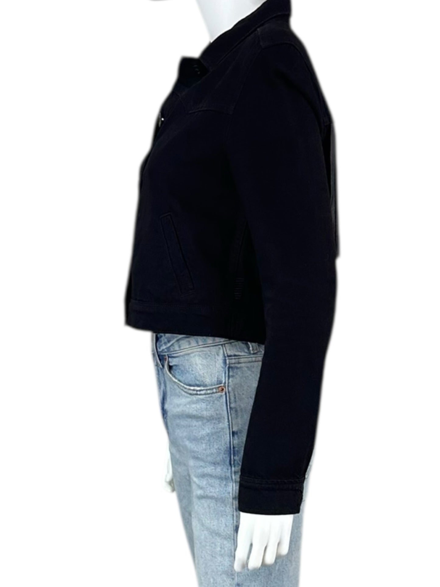 PAIGE Black Western Fringe Denim Jacket Size S