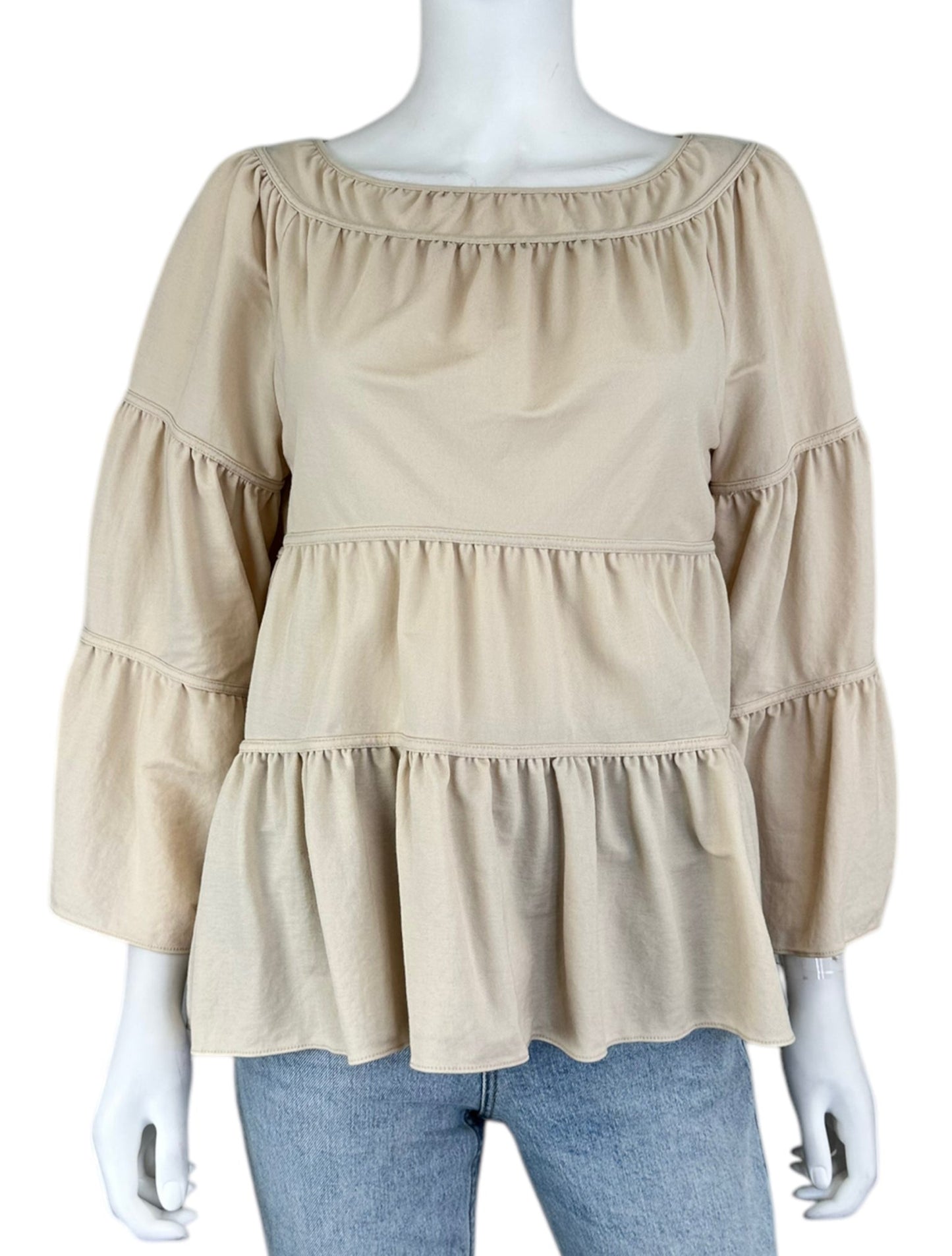 rebecca taylor Cream Tiered Blouse Size M