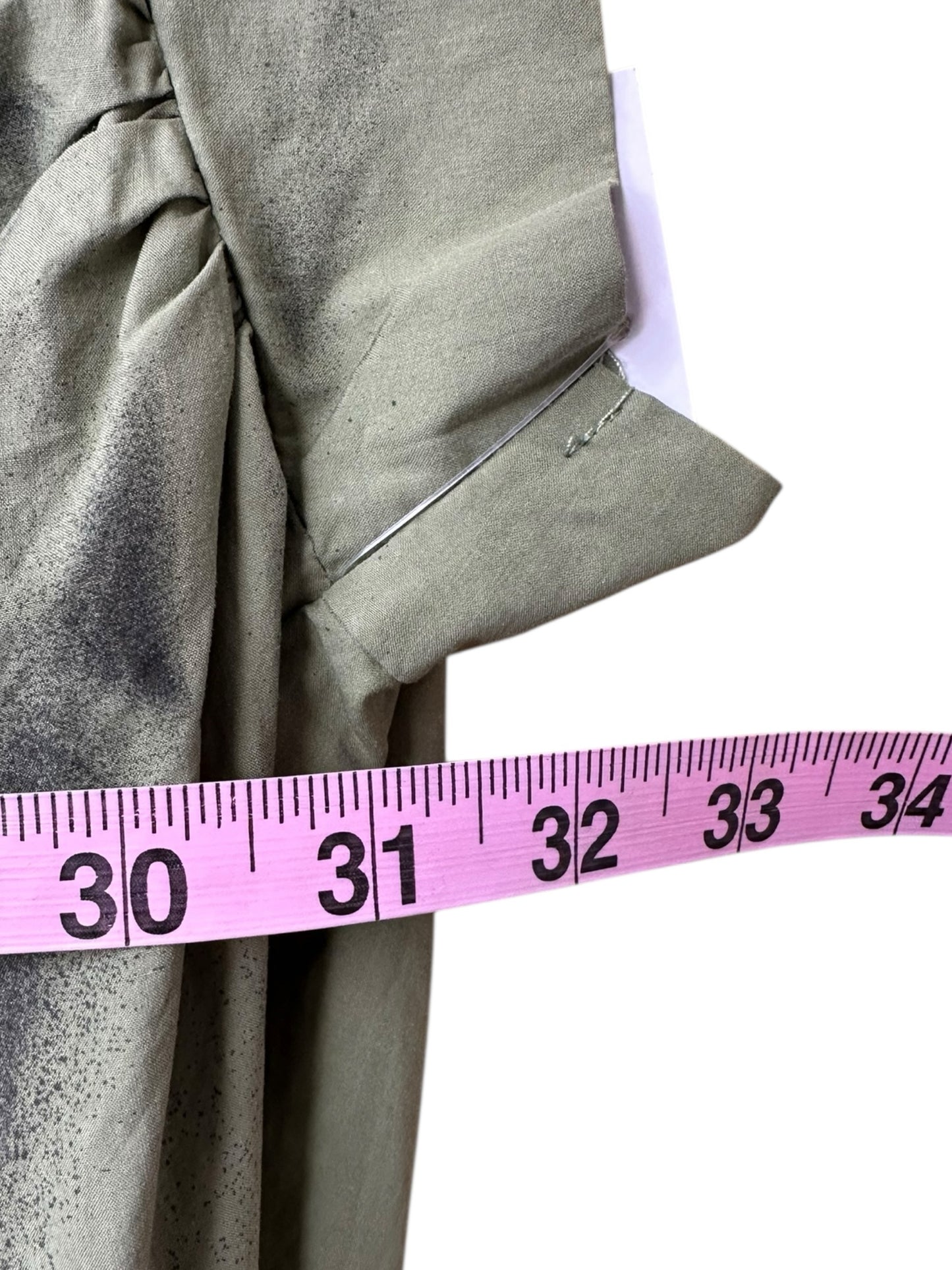 Custom Green Graphic Embellished Button-Down Shirt Size S