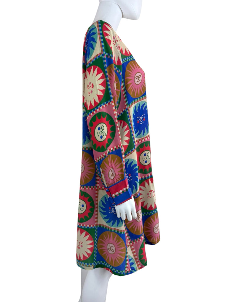 Johnny Was 100% Silk Lionora Sunshine Print Dress Size L