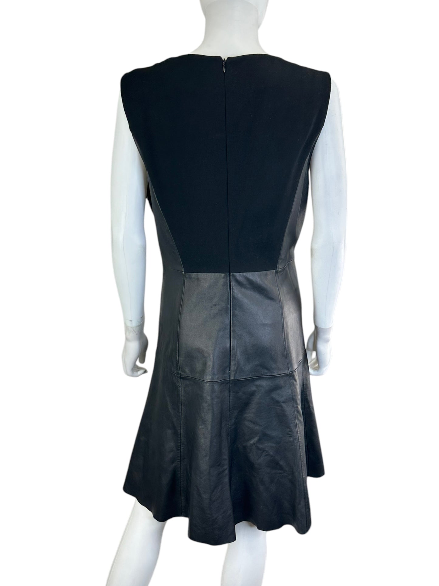 ANTONIO MELANI Black Leather Workwear Dress Size 14