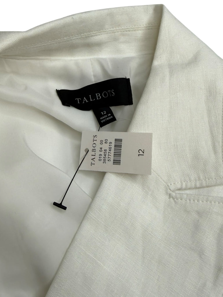Talbots NWT White Tailored Seaming Linen Blazer Size 12