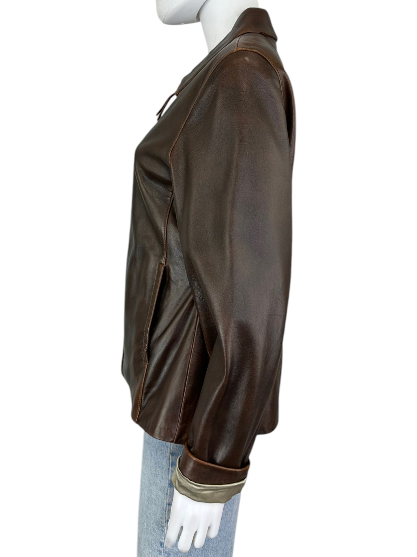 J.PARK Brown Leather Jacket Size M