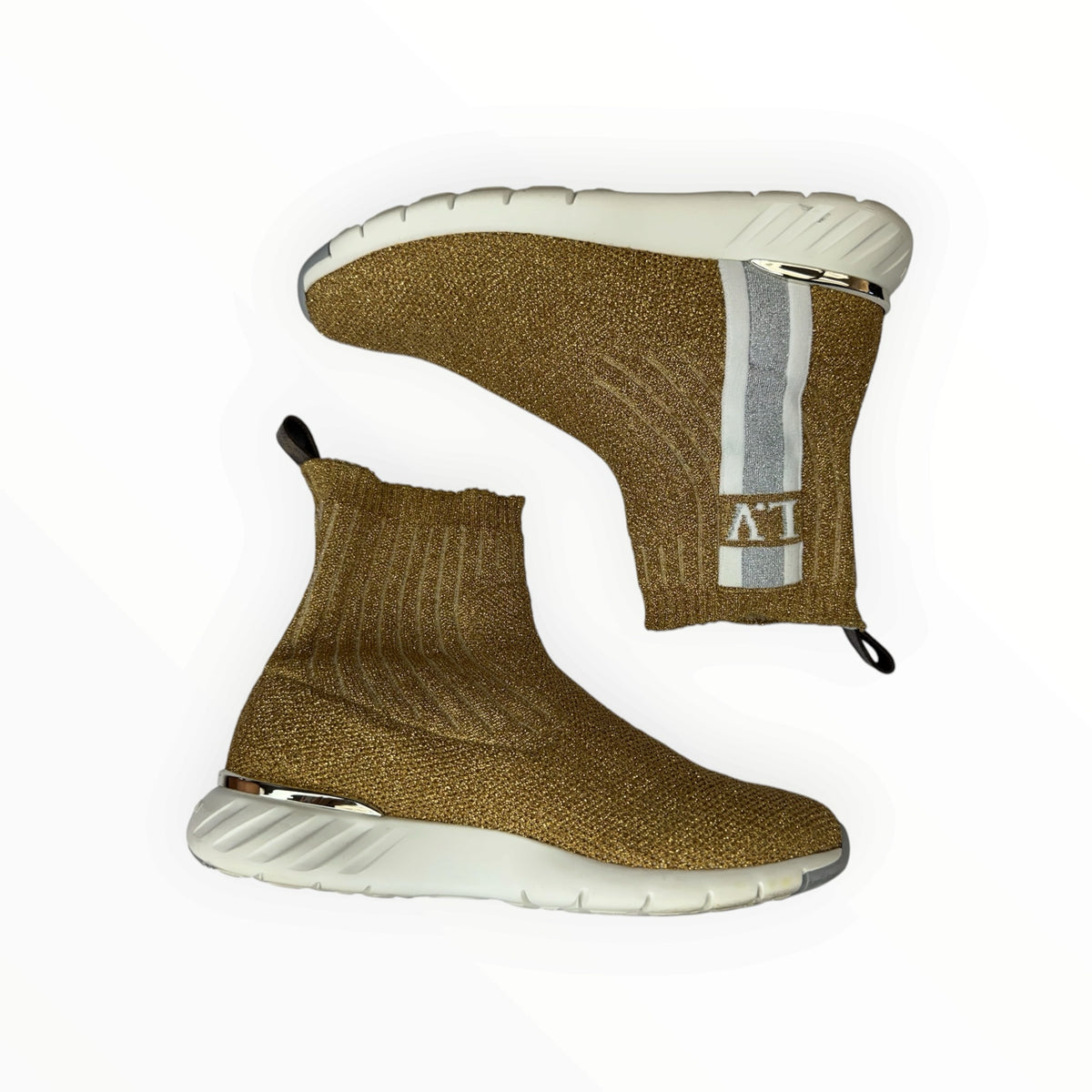 Louis Vuitton Gold Metallic Aftergame Sock Sneakers Size 37
