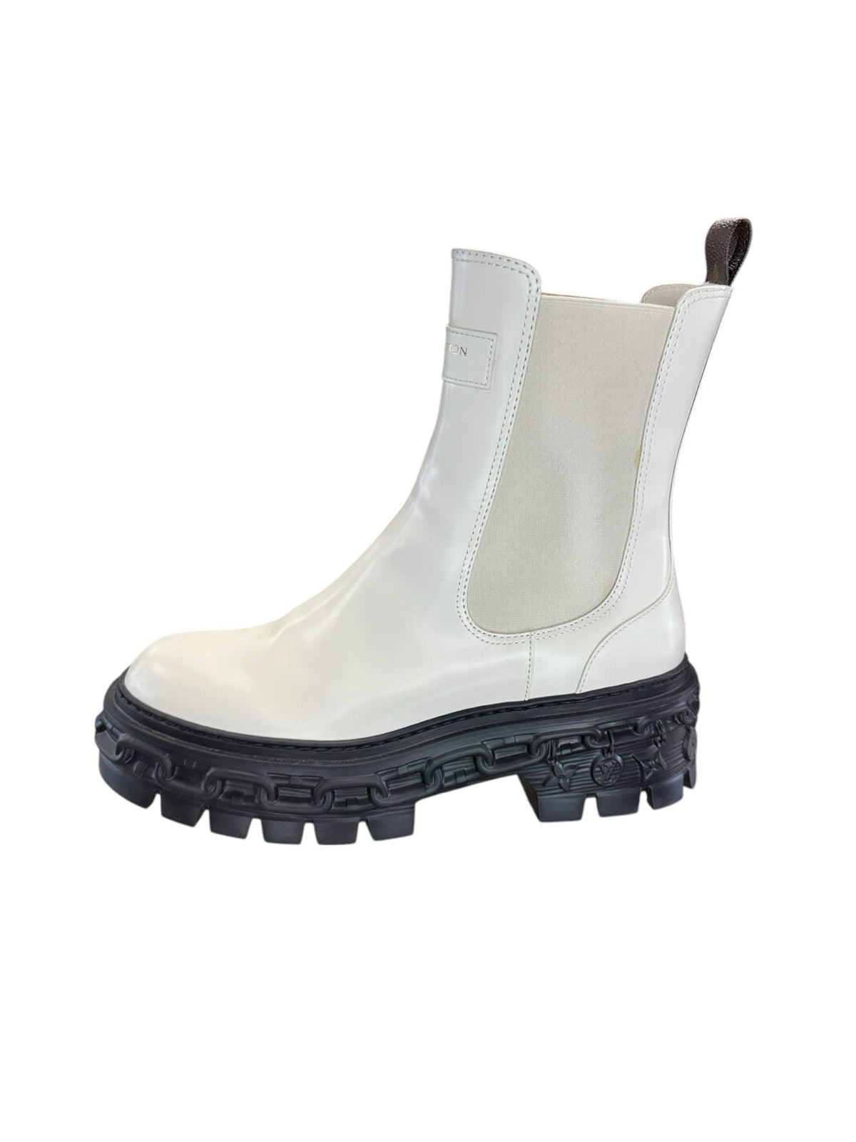 Louis Vuitton Cream Leather Chelsea Boots Size 37.5