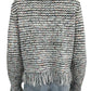 MILLY Tweed Fringe Trim Sweater Cardigan Jacket Size L