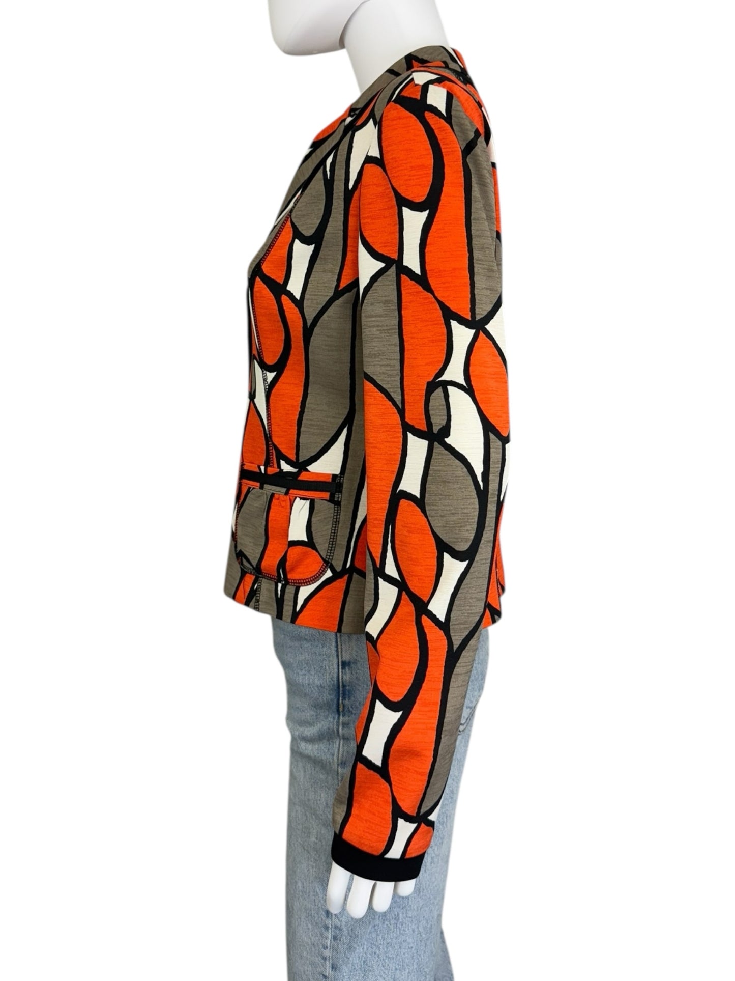 Joseph Ribkoff Orange Abstract Knit Jacket Size M