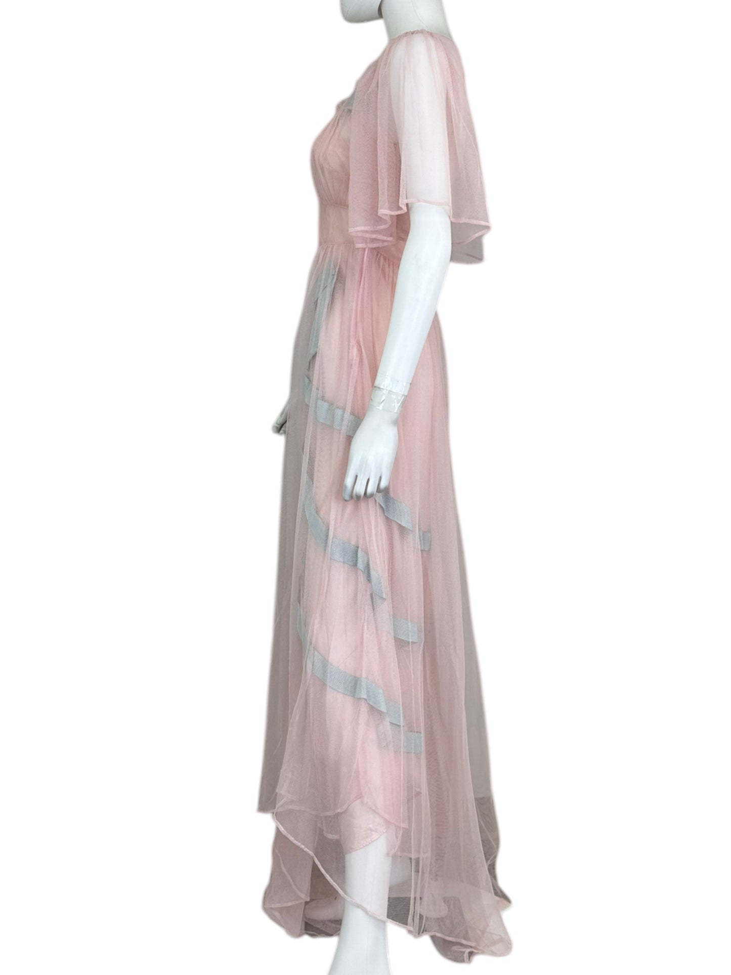 LOVE SHACK FANCY Pink Sheer Maxi Dress With Bow Size 0