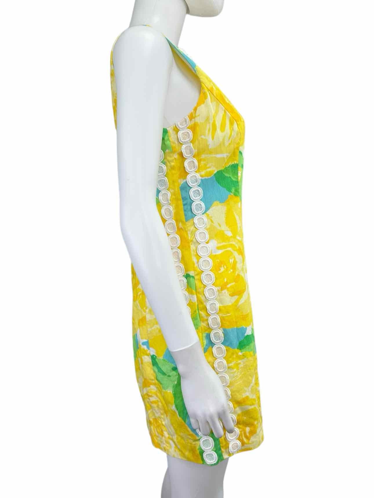 Lilly Pulitzer Yellow Floral Print Mini Dress Size 8