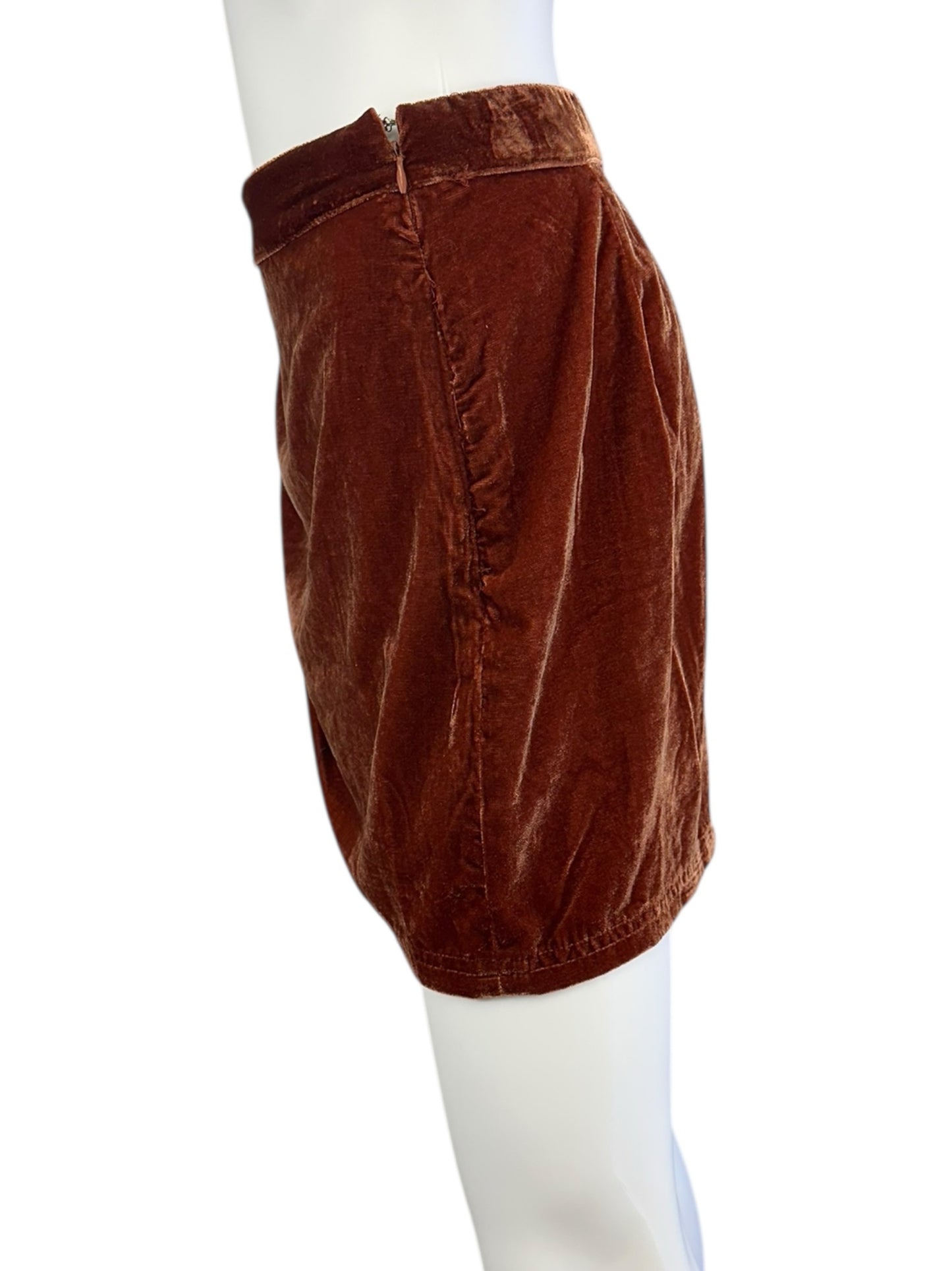 Free People Brown Velvet Vivian Mini Skirt Size 8
