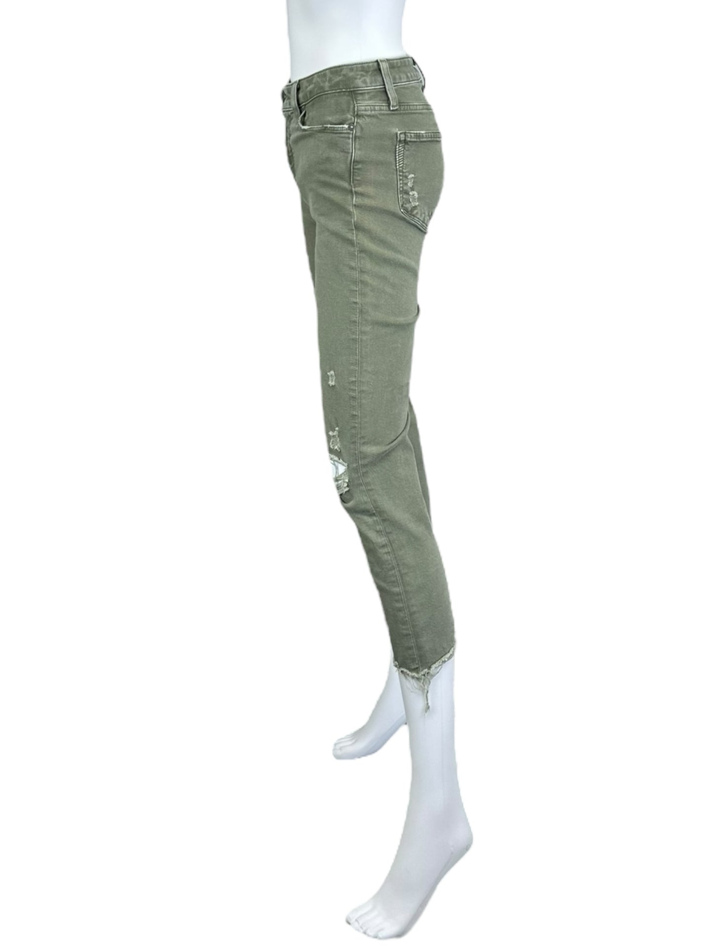 PAIGE Army Green Hoxton Slim Crop Jeans Size 27