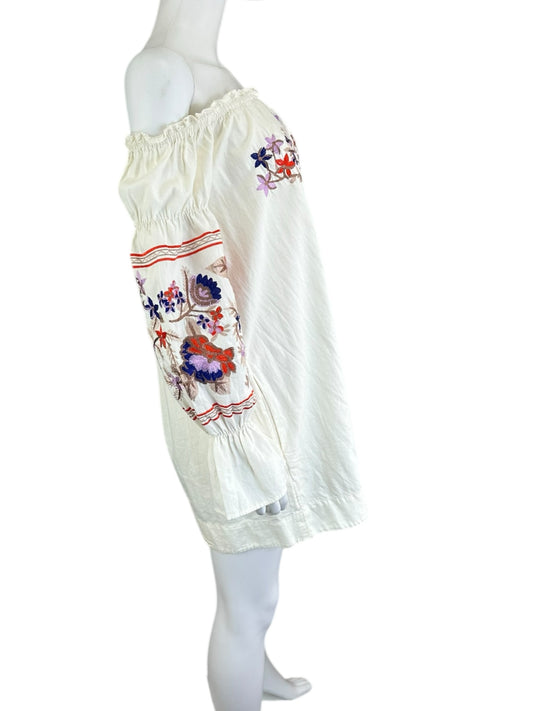 Free People White and Floral Multicolor Casual Dress Size S