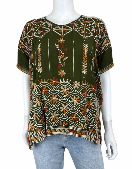 Johnny Was Olive Embroidered AUBREY Blouse Size XS