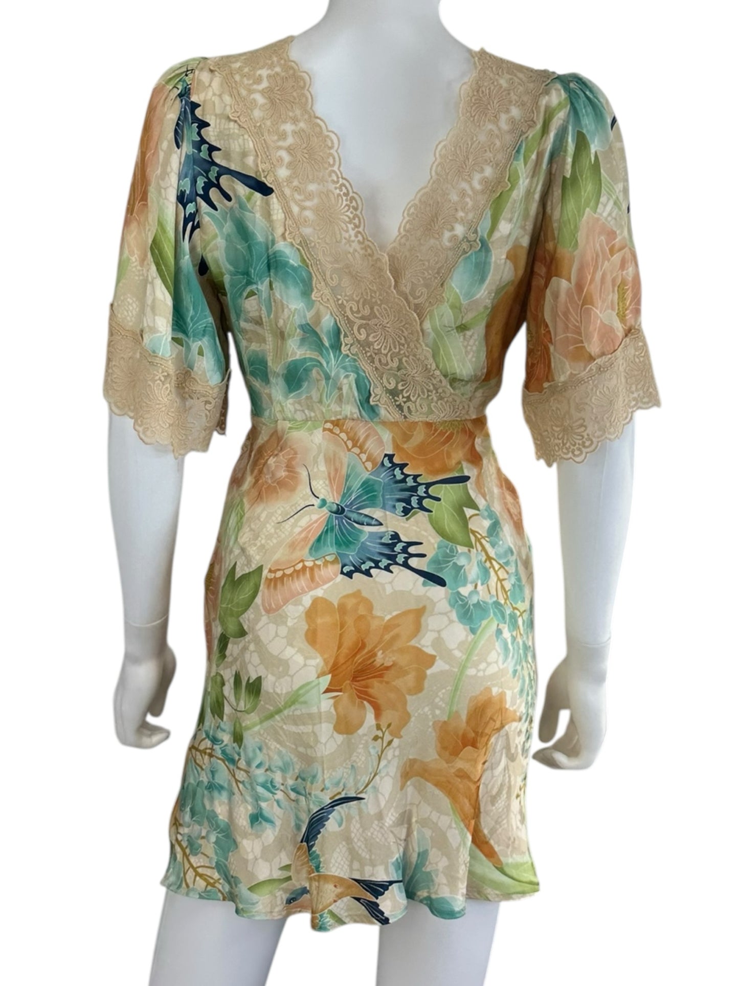 Spell & the Gypsy Cream Satin Mini Dress Size S