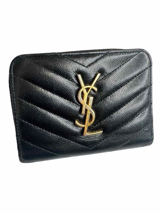 Yves Saint Laurent Black Cassandre Matelasse Compact Wallet