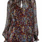 LAFAYETTE 148 NEW YORK Silk Blend Metallic Sheer Blouse Size L