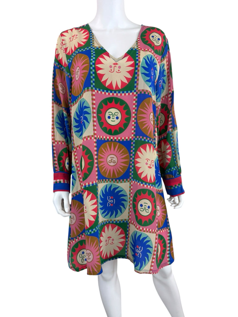 Johnny Was 100% Silk Lionora Sunshine Print Dress Size L